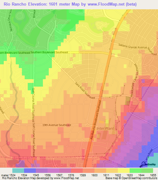 Rio Rancho,US Elevation Map