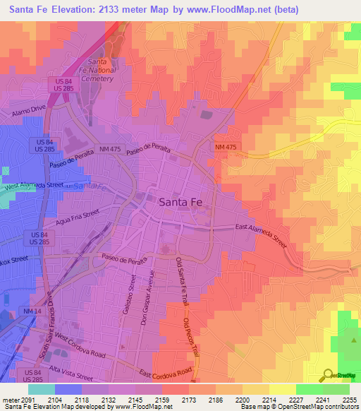 Santa Fe,US Elevation Map