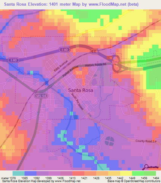 Santa Rosa,US Elevation Map