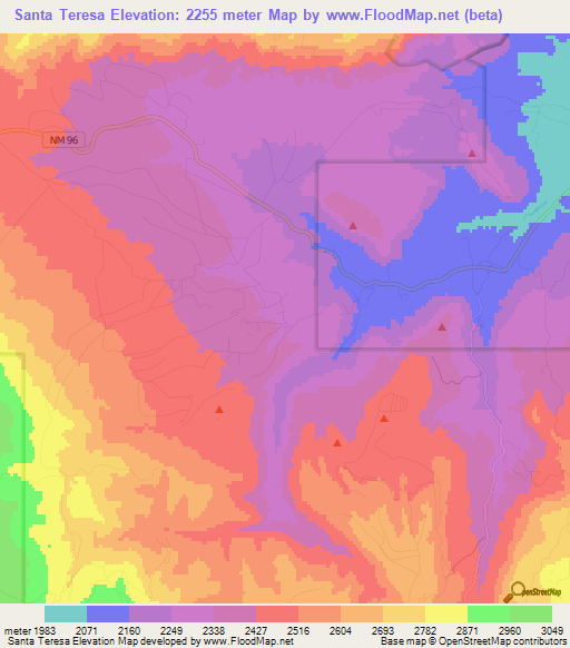 Santa Teresa,US Elevation Map