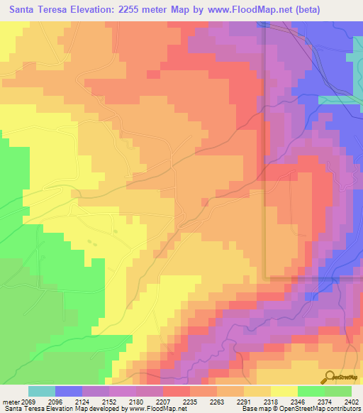 Santa Teresa,US Elevation Map