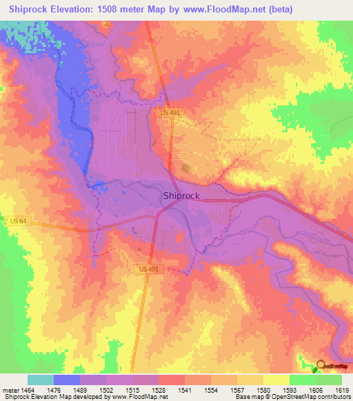 Shiprock,US Elevation Map