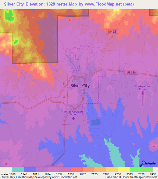 Silver City,US Elevation Map