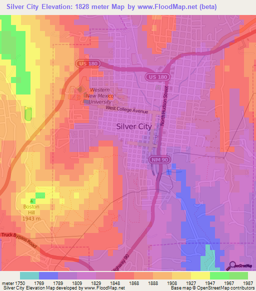 Silver City,US Elevation Map