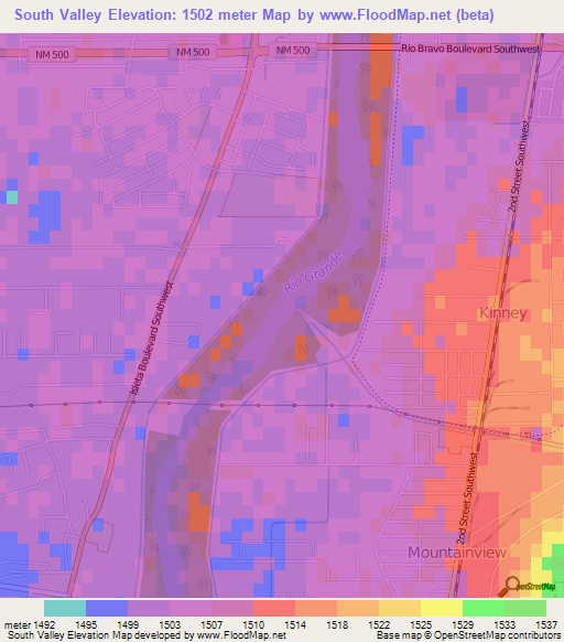 South Valley,US Elevation Map