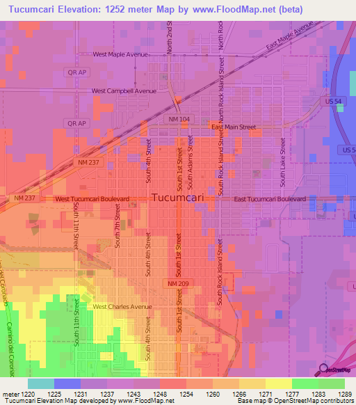 Tucumcari,US Elevation Map