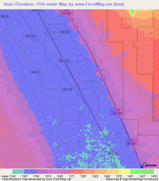 Vado,US Elevation Map