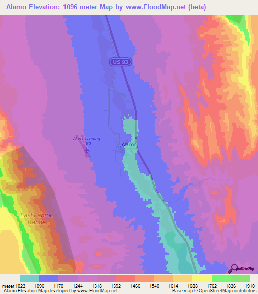 Alamo,US Elevation Map