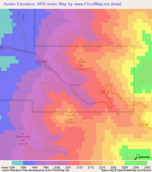 Austin,US Elevation Map