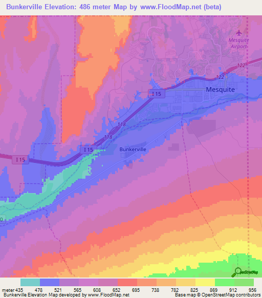 Bunkerville,US Elevation Map