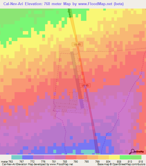 Cal-Nev-Ari,US Elevation Map