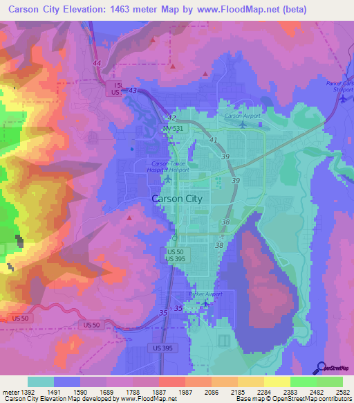 Carson City,US Elevation Map