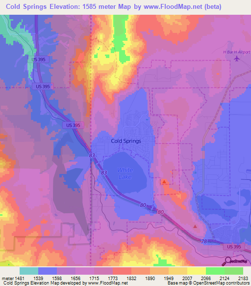 Cold Springs,US Elevation Map