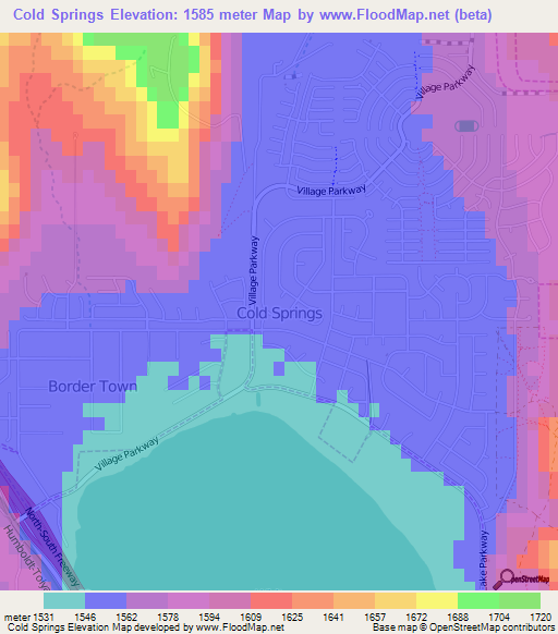 Cold Springs,US Elevation Map