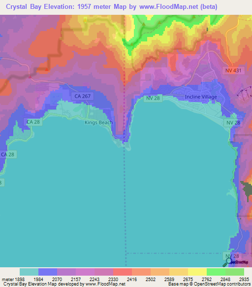 Crystal Bay,US Elevation Map