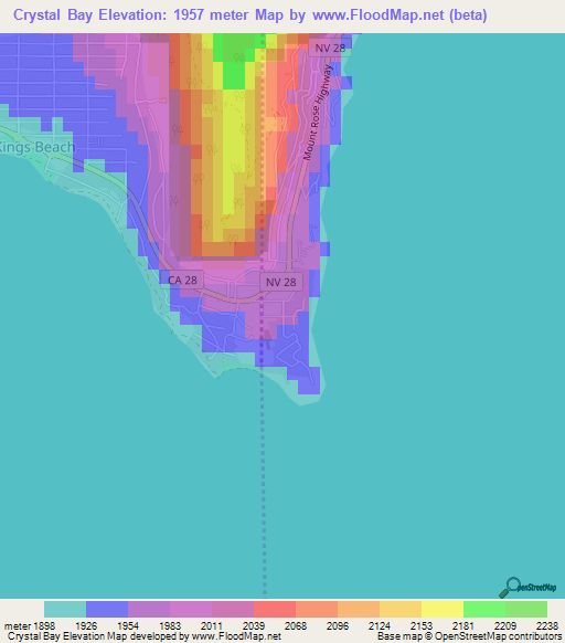 Crystal Bay,US Elevation Map