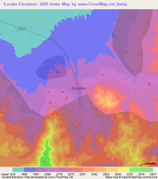 Eureka,US Elevation Map