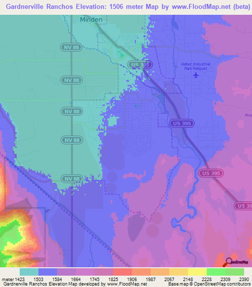 Gardnerville Ranchos,US Elevation Map