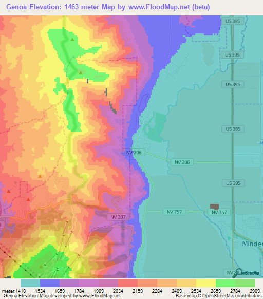 Genoa,US Elevation Map