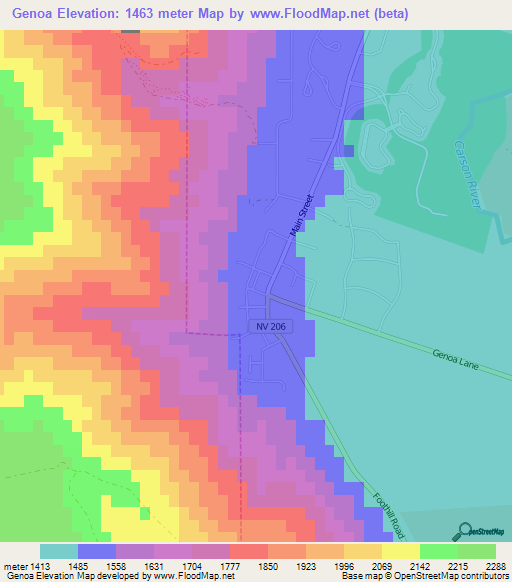 Genoa,US Elevation Map