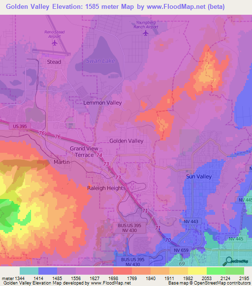 Golden Valley,US Elevation Map