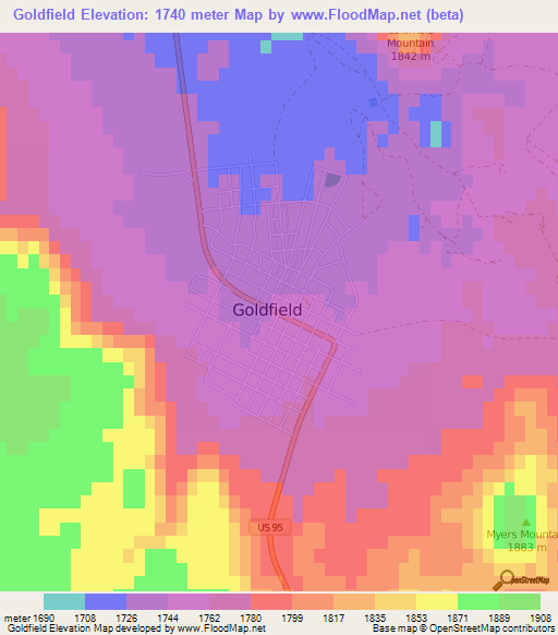 Goldfield,US Elevation Map