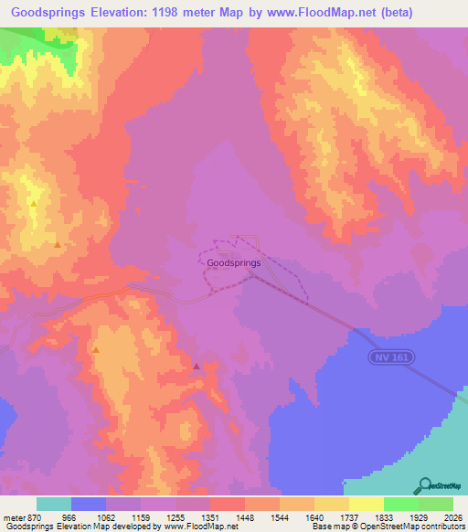 Goodsprings,US Elevation Map