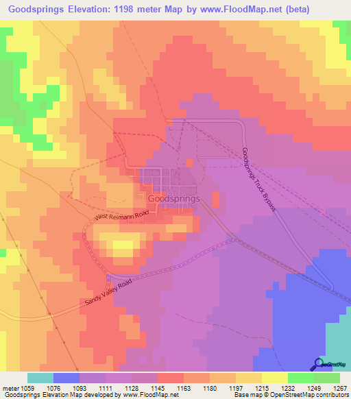 Goodsprings,US Elevation Map