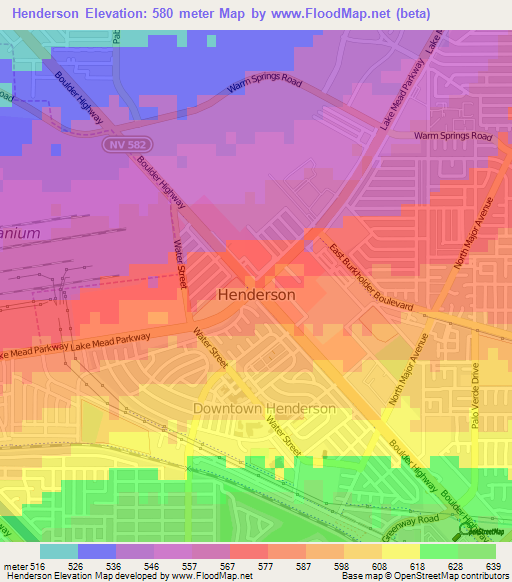 Henderson,US Elevation Map