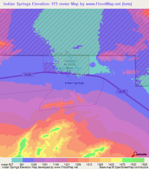 Indian Springs,US Elevation Map