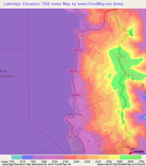 Lakeridge,US Elevation Map