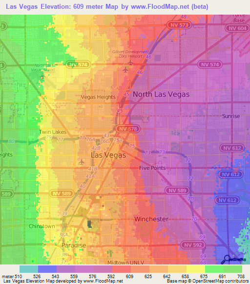 Las Vegas,US Elevation Map