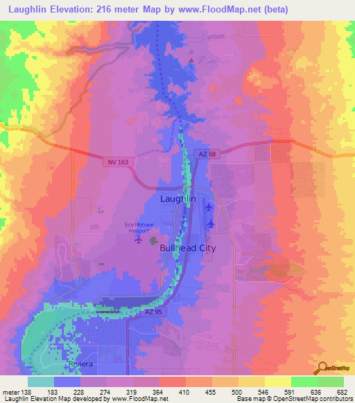 Laughlin,US Elevation Map