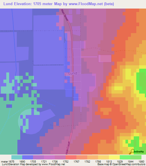 Lund,US Elevation Map