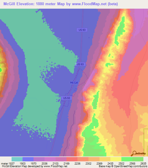 McGill,US Elevation Map