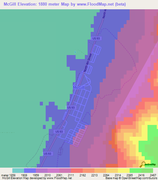 McGill,US Elevation Map