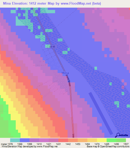 Mina,US Elevation Map