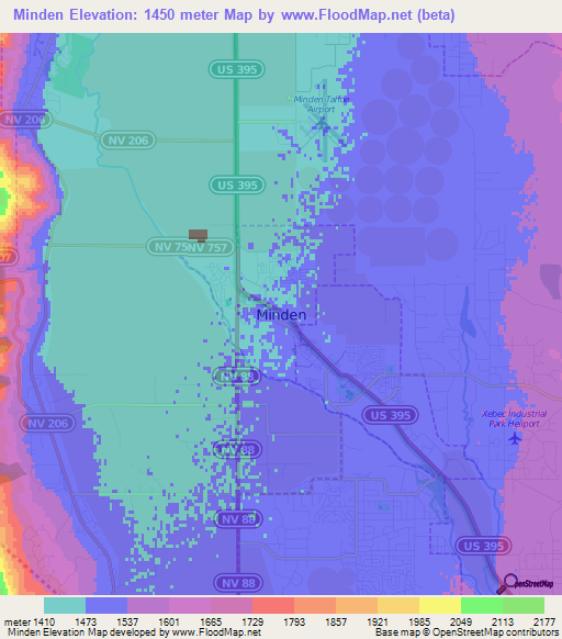 Minden,US Elevation Map