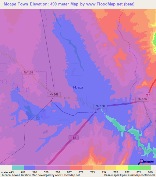 Moapa Town,US Elevation Map