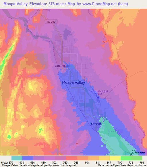 Moapa Valley,US Elevation Map