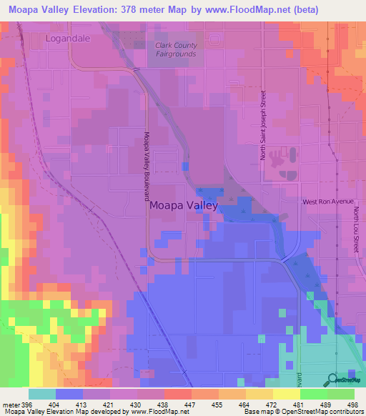 Moapa Valley,US Elevation Map