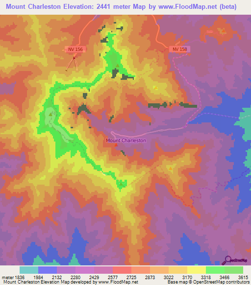 Mount Charleston,US Elevation Map