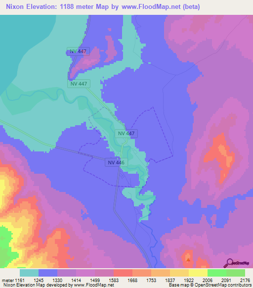 Nixon,US Elevation Map