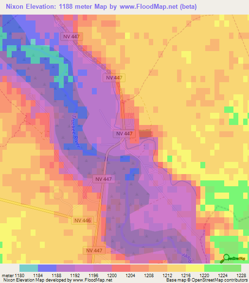 Nixon,US Elevation Map