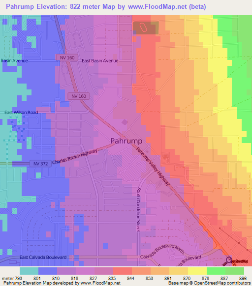 Pahrump,US Elevation Map