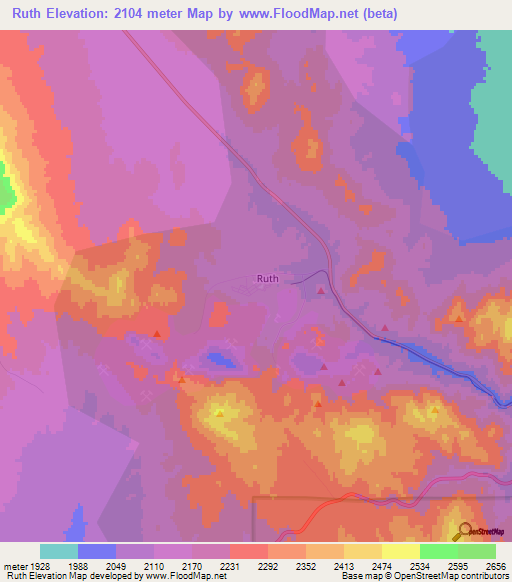 Ruth,US Elevation Map