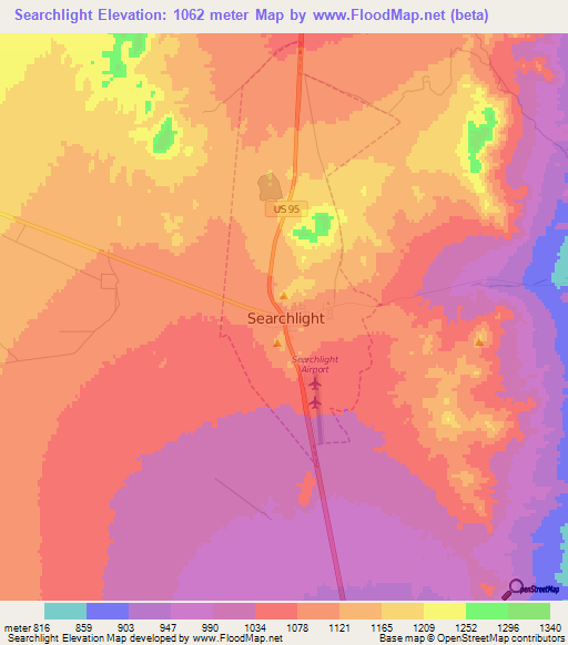 Searchlight,US Elevation Map