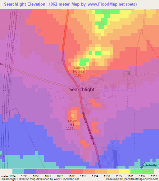 Searchlight,US Elevation Map