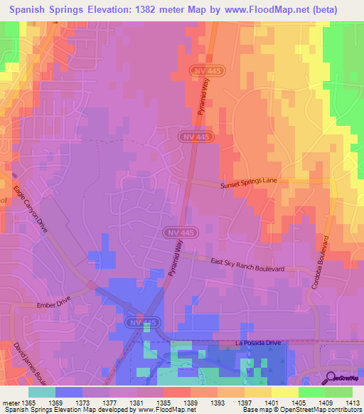 Spanish Springs,US Elevation Map