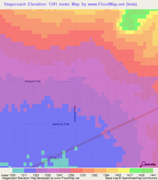 Stagecoach,US Elevation Map